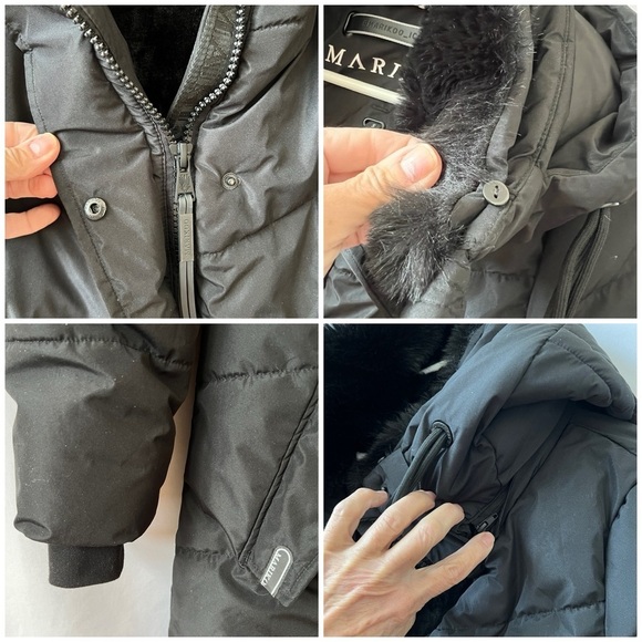 MARIKOO LONG PUFFER COAT S HOOD WARM ALL WEATHER CHIC BELOW KNEE FAUX FUR COMFY - Picture 11 of 12